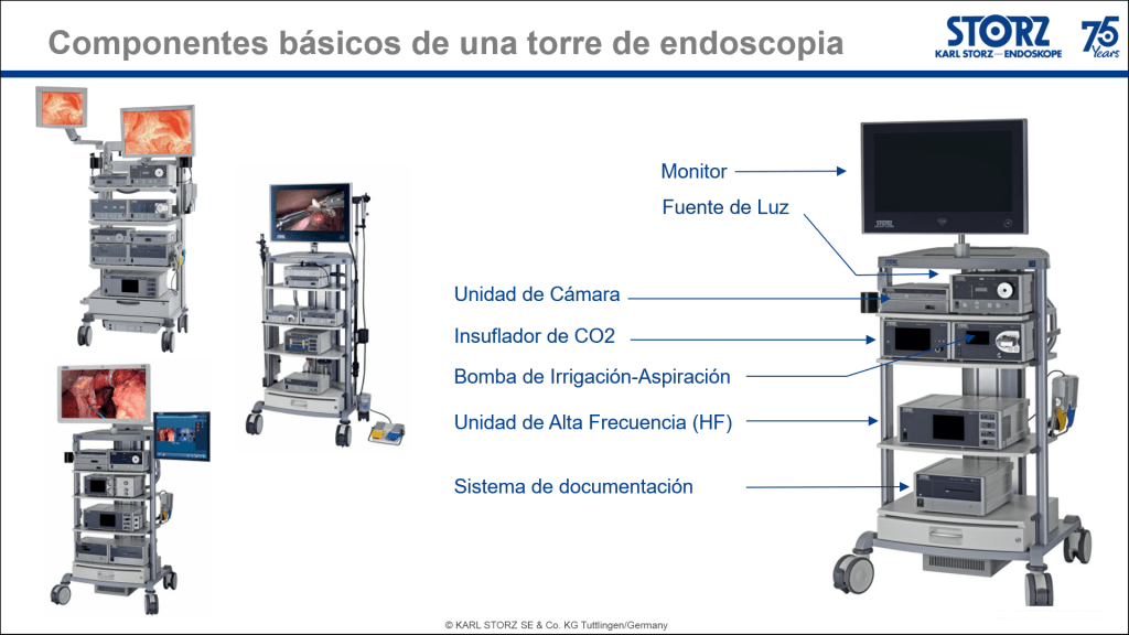 Componentes basicos de una torre de endoscopia